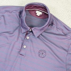 Ashworth Polo Shirt Mens XL Purple Striped Myrtle Beach National Golf Top
